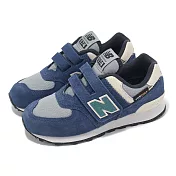 New Balance 休閒鞋 574 中童 寬楦 海軍藍 石板灰 麂皮 網布 魔鬼氈 小朋友 運動鞋 NB PV574SOA-W