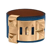 HERMES EPSOM皮 鉚釘金釦CDC手環 (S) 展示品 (藍色)