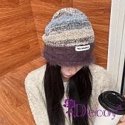 【Decoy】秋冬潮流 顯臉小時尚毛絨包頭針織毛線帽/咖啡