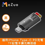 【魔宙】適用iPhone Type-C PD充電/TF記憶卡擴充轉接器 黑色