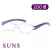 【SUNS】台灣製 無框老花眼鏡 幾何紫 閱讀眼鏡 矯正鏡片 未滅菌 200度