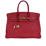 HERMES Birkin 35cm 金釦牛皮手提包_展示品 (紅色)