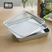 【日本霜山】304不鏽鋼瀝水網籃+托盤3件組