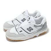 New Balance 童鞋 550 典雅灰 石板灰 中童 小朋友 魔鬼氈 膠底 復古 休閒鞋 NB PHB550SF-M 17cm WHITE/GREY