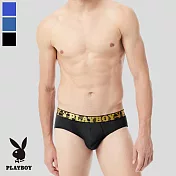 【PLAYBOY】金色織帶涼感透氣網眼三角褲 M 黑色