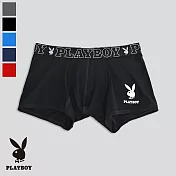 【PLAYBOY】親膚兔頭棉感彈力平口褲(吸濕排汗-男內褲) M 黑色