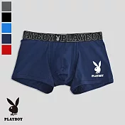 【PLAYBOY】親膚兔頭棉感彈力平口褲(吸濕排汗-男內褲) M 丈青色