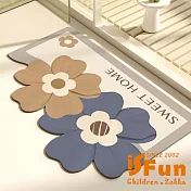 【iSFun】清新風格 硅藻泥地墊 浴室吸水速乾防滑地墊/ 花卉B款