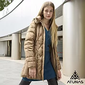 【ATUNAS 歐都納】女款都會中長版輕量羽絨保暖外套A1GA2414W- S 美拉德棕