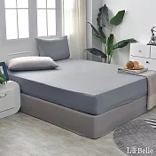 義大利La Belle《紳士灰》雙人海島針織床包枕套組