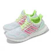 adidas 慢跑鞋 Ultraboost 1 NEON W 女鞋 白粉 BOOST 緩衝 襪套 運動鞋 愛迪達 ID5949