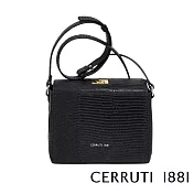 【Cerruti 1881】限量2折 義大利頂級小牛皮女用肩背包側背包 全新專櫃展示品(黑色 CEBA06770M)