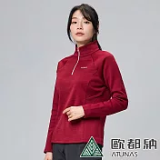 【ATUNAS 歐都納】女款SOLAR-FLEECE刷毛長袖立領拉鍊衫/POLO衫/大尺碼A1PS2335W- S 黑醋栗