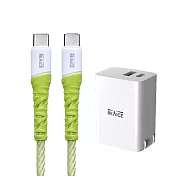 【REAICE】PD33W雙孔1A1C充電頭+Type-C to Type-C 編織充電線 充電套組(快充套組) 綠和