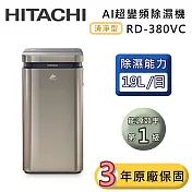 HITACHI 日立 19公升 RD-380VC AI超變頻清淨型除濕機 極光鈦 除濕一級能效 可退貨物稅