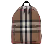 BURBERRY Jeff 大格紋帆布口袋拉鍊後背包 (灰褐色/棕色)