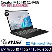【MSI】微星 Creator M16 HX C14VEG-042TW 16吋/i7-14700HX/16G/1TB SSD/RTX4050/Win11P/ 創作者筆電