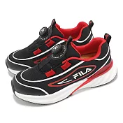 Fila 慢跑鞋 J415Z 大童 黑 紅 白 旋鈕 拼接 緩衝 小朋友 運動鞋 斐樂 3J415Z021