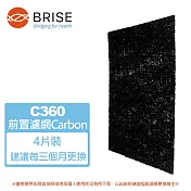 適用：C360【BRISE】Breathe Carbon活性碳前置濾網一年份(一盒四片)