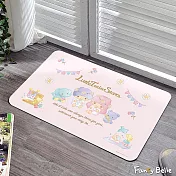 義大利Fancy Belle《Sanrio-花漾雙星仙子》抗菌可水洗軟式珪藻土強效吸水地墊 60*39CM+大容量洗衣袋1入(超值組合)