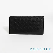 ZODENCE CRAFTZEAL進口真皮中性編織拉鍊長夾 經典黑