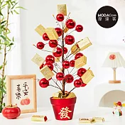 摩達客◉春節開運招財◉35cm紅福招財麻將金磚發財樹擺飾