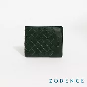 ZODENCE CRAFTZEAL進口真皮中性編織7卡證件窗短夾 深林綠
