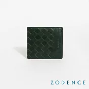 ZODENCE CRAFTZEAL進口真皮中性編織4卡零錢袋短夾  深林綠