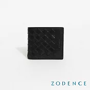 ZODENCE CRAFTZEAL進口真皮中性編織8卡短夾 經典黑