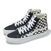 Vans 休閒鞋 Sk8-Hi Reissue 38 男鞋 黑米白 棋盤格 高筒 拼接 板鞋 VN000CR02BO