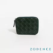 ZODENCE CRAFTZEAL進口真皮中性編織卡片零錢包 深林綠
