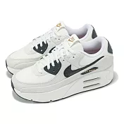 Nike 休閒鞋 Air Max 90 LV8 女鞋 米白 黑 厚底 增高 氣墊 運動鞋 HQ3497-100