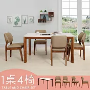 Homelike 喜家居白岩板胡桃餐桌椅組(一桌四椅)(2316-33)