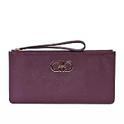 Salvatore Ferragamo Gancini 防刮皮革拉鍊提把手拿包_展示品 (山桑紫)