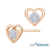 【Just Diamond】Dreamy 18K玫瑰金鑽石耳環-心型