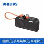 【Philips飛利浦】FunCube MINI 2 口袋電源 手錶磁吸+多合一行動電源 Type-C頭 DLP2552C 黑色