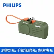 【Philips飛利浦】FunCube MINI 2 口袋電源 手錶磁吸+多合一行動電源 Type-C頭 DLP2552C 綠色