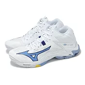 Mizuno 排球鞋 Wave Lightning Z8 Mid 男鞋 白藍 中筒 輕量 室內運動 羽排鞋 美津濃 V1GA2405-97