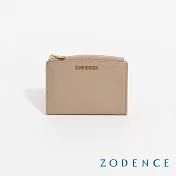 ZODENCE LIZ進口牛皮弧頂鑰匙零錢包  卡其