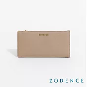ZODENCE LIZ進口牛皮對開輕薄長夾  卡其
