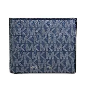 MICHAEL KORS 滿版LOGO皮革短夾-深藍