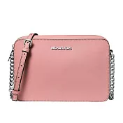 MICHAEL KORS 防刮皮革銀色鏈條斜背包 粉