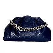 MICHAEL KORS 素面皮革雲朵斜背鍊包-深藍
