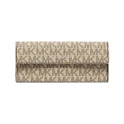 MICHAEL KORS 滿版LOGO皮革三角眼鏡盒 亞麻