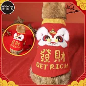 摩達客寵物_新春祥獅紅色大發財針織毛衣(貓咪狗狗服飾)中小型犬貓-5種尺寸可選 XS