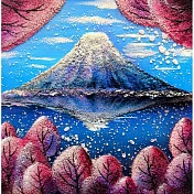 【玲廊滿藝】曾啟文-浪漫礦砂系列-雪漫富士山櫻30x30cm