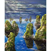 【玲廊滿藝】曾啟文-浪漫礦砂系列-海灣奇岩60.5x72.5cm