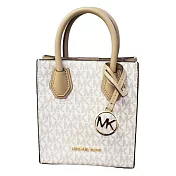 MICHAEL KORS 滿版LOGO皮革二用迷你兩用包-香草白