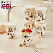 【英國FGODA】雙層瀝水保鮮水果沙拉杯(附餐叉)-3入- 快樂小牛