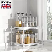 【英國FGODA】雙層旋轉式調味瓶收納架/置物架- 典雅白